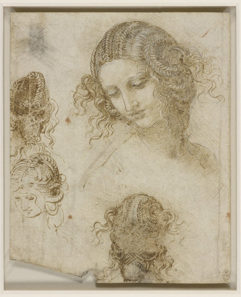 Leonardo da Vinci, Studi di testa femminile (1505-1507) - The Royal Collection, HM Queen Elizabeth II