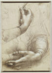 Leonardo da Vinci, Studio di braccia e mani (per il Ritratto di Cecilia Gallerani) e profilo maschile (1486-1488) - The Royal Collection, HM Queen Elizabeth II