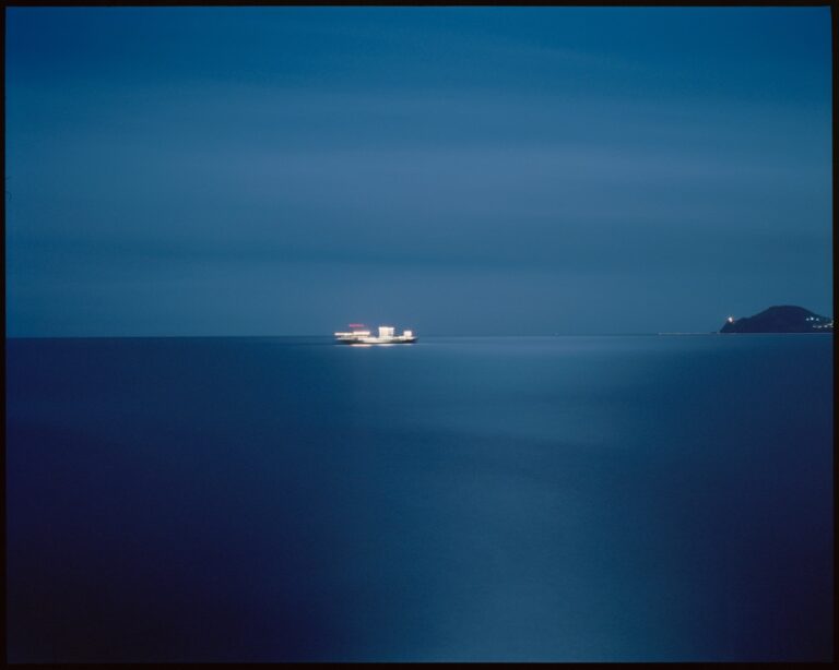 Giovanni Scotti, Isolated boat transiting for 35 minutes into the deepest blue for the purpose of viewing beyond the limits of visibility, 2013