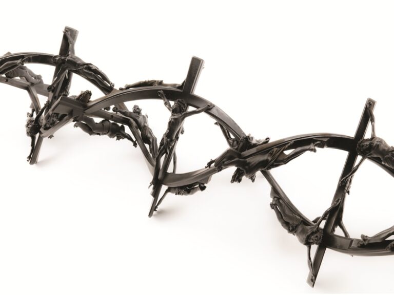 Wim Delvoye, Double Helix Crossed Crucifix, 2008