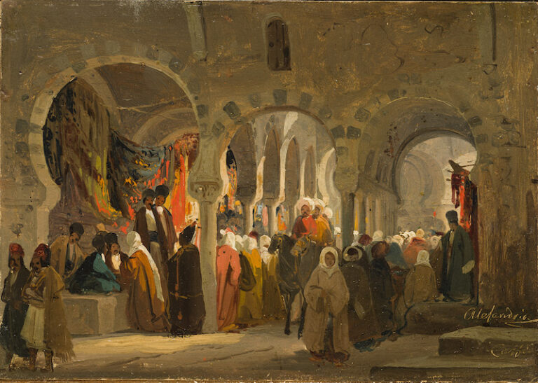 Ippolito Caffi, Egitto. Bazar di scialli (in Alessandria), 1843-44 - Venezia, Fondazione Musei Civici di Venezia-Galleria Internazionale d’Arte Moderna di Ca’ Pesaro