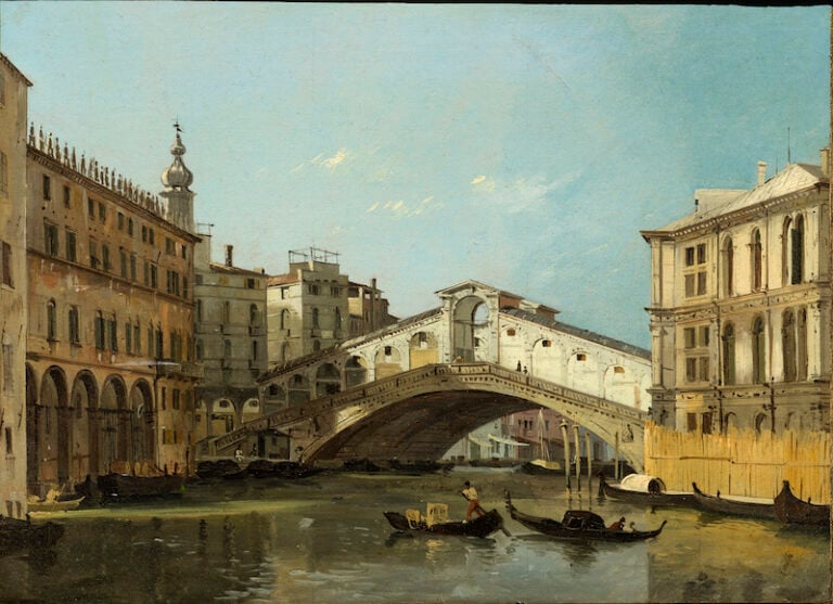 Ippolito Caffi, Venezia. Ponte di Rialto, 1845. Venezia, Fondazione Musei Civici di Venezia-Galleria Internazionale d’Arte Moderna di Ca’ Pesaro