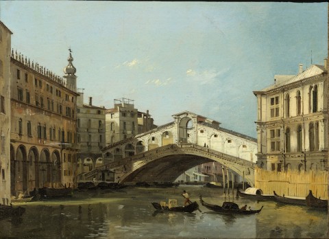 Ippolito Caffi, Venezia. Ponte di Rialto, 1845 - Venezia, Fondazione Musei Civici di Venezia-Galleria Internazionale d’Arte Moderna di Ca’ Pesaro