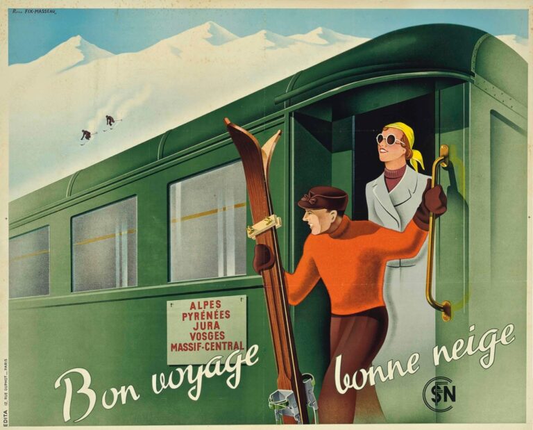 Pierre Fix-Masseau, Bon voyage, bonne neige, 1938 – stampato da Edita, Parigi