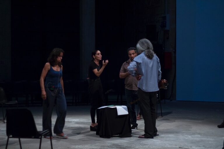 Shirin Neshat - Shoja Azari - Mohsen Namjoo, Misteri e fuochi - Teatro Margherita, Bari 2015 - backstage