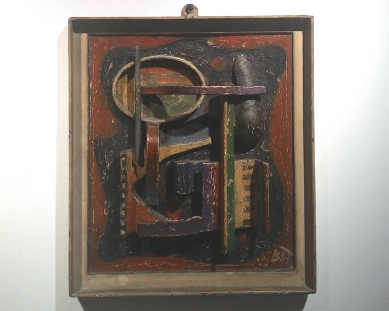 Osvaldo Barbieri detto BOT, Composizione astratta, s.d. 1933, ferroplastica, 40,5x36x3,5