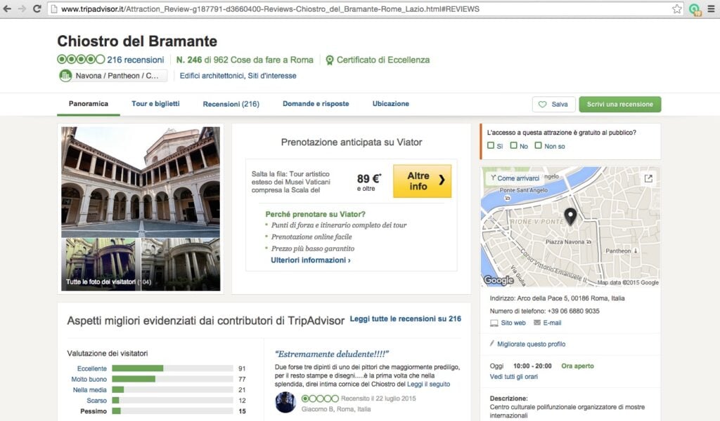 I luoghi d’arte e le recensioni su Tripadvisor