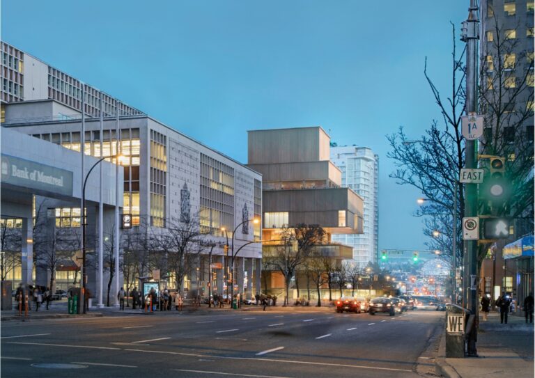 View of the new Vancouver Art Gallery from Queen Elizabeth Plaza © Herzog de Meuron La prima volta di Herzog & de Meuron in Canada. Ecco i render della nuova Vancouver Art Gallery, un edificio completamente in legno in una città dallo “skyline di vetro”