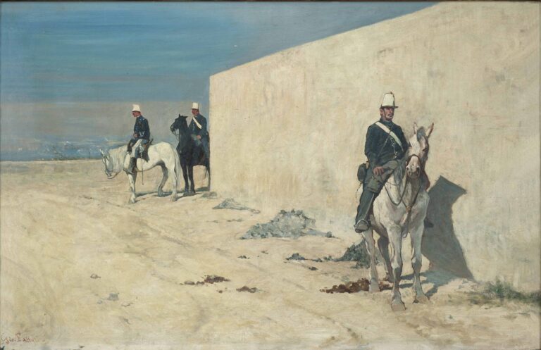Giovanni Fattori, Piantoni. Il muro bianco (In vedetta), 1874, olio su tavola – Fondazione Progetto Marzotto