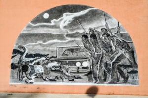 La morte di Pasolini secondo Nicola Verlato. Da Los Angeles a Roma, seconda tappa del progetto Hostia. Le prime foto del murale di Ostia