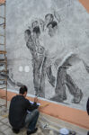 Nicola Verlato Hostia 2015 Ostia Working progress 2 La morte di Pasolini secondo Nicola Verlato. Da Los Angeles a Roma, seconda tappa del progetto Hostia. Le prime foto del murale di Ostia