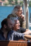 Christo con Germano Celant e Vladimir Yavachev, Lago d'Iseo, 2014. Photo Wolfgang Volz