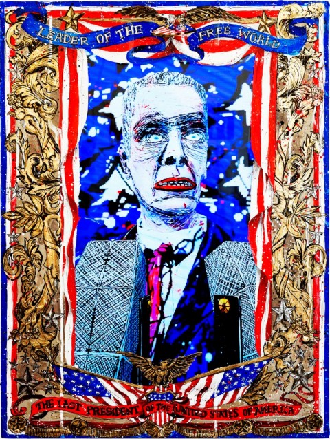Federico Solmi, The Last President of The United States of American - from American Circus video paintings, 2014