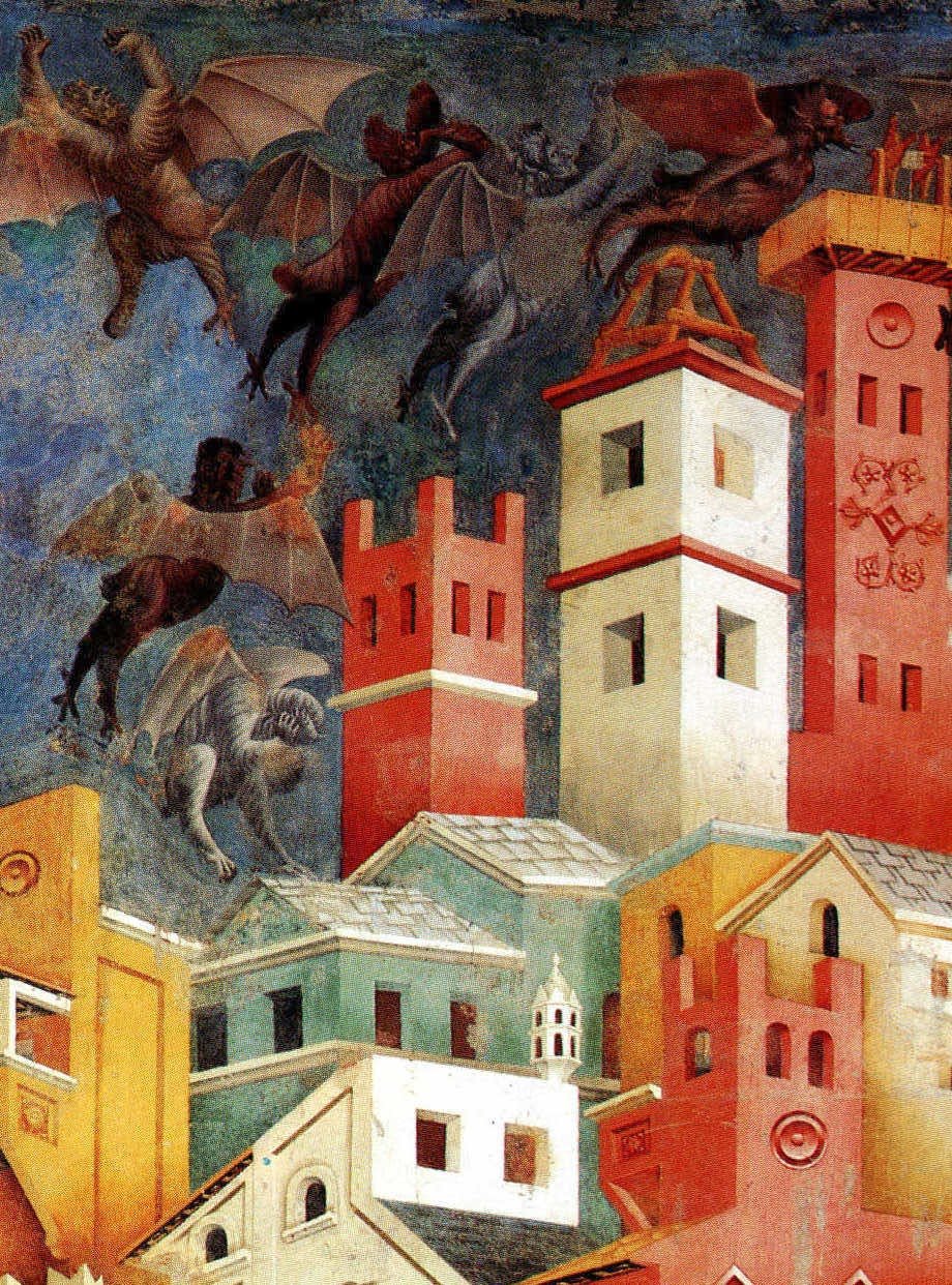 Giotto, Cacciata dei diavoli da Arezzo, 1295-99 (dettaglio ) - Basilica superiore di Assisi