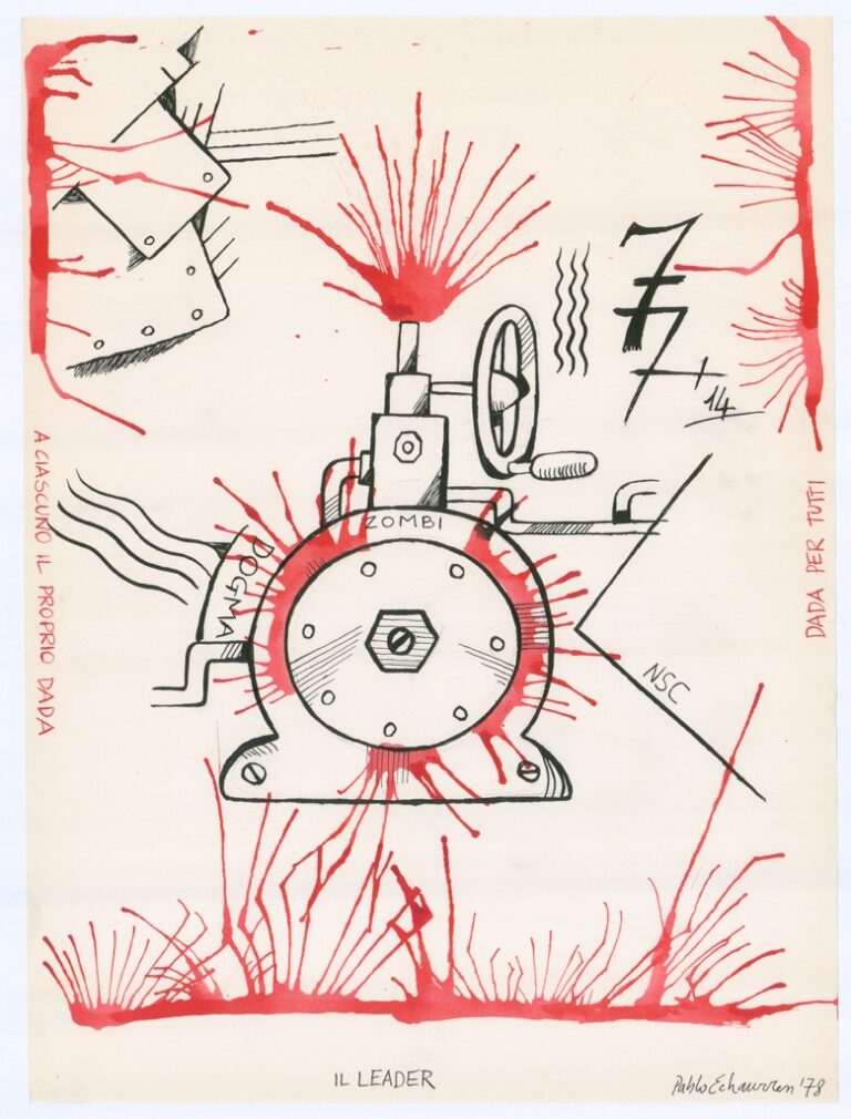 Pablo Echaurren, Il leader, 1978, china su carta, 40 x 30 cm