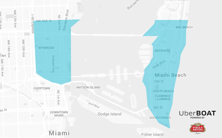 UberBOAT Miami 2015 Miami Updates: e in occasione di Art Basel Miami Beach esordisce UberBOAT, 35 dollari per farsi la baia in yatch bypassando il traffico