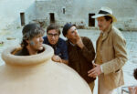 Umberto Montiroli, Franco Franchi e Ciccio Ingrassia con i Fratelli Taviani sul set di Kaos,1984