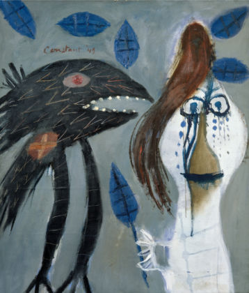 Constant, Femme qui a blessé un oiseau avec une feuille morte, 1949 - Kunsthalle Emden - Stiftung Henri und Eske Nannen und Schenkung Otto van de Loo - © Constant by SIAE 2015