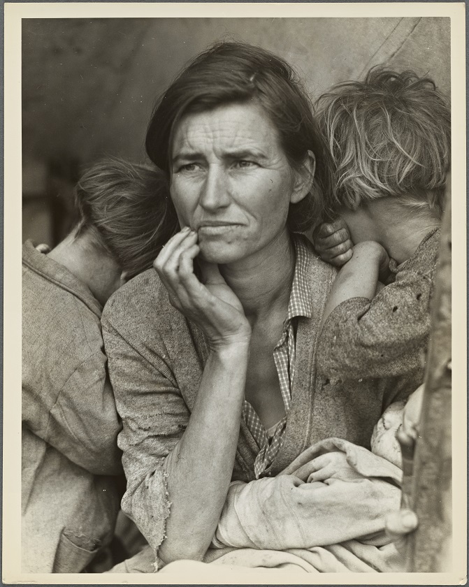 New York Public Library - Digital Collections, Dorothea Lange, Destitute pea pickers in California. Mother of seven children. Age thirty-two. Nipomo, California, 1936