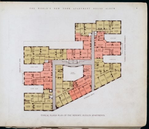 New York Public Library - Digital Collections, Typical floor plan of the Hendrik Hudson Apartments, 1910
