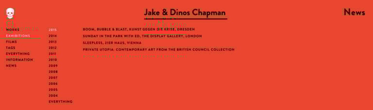 Screenshot dal sito di Jake e Dinos Chapman