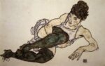 Egon Schiele, Sich zurücklehnende Frau mit grünen Strümpfen 1917 ©Courtesy Galerie St. Etienne, New York