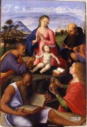 Alvise Vivarini, La Vergine con il Bambino e i santi Pietro, Gerolamo, Agostino e Maddalena,1500 - Amiens, Musée de Picardie