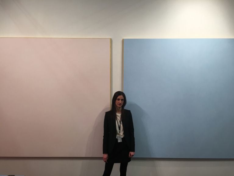 Benedetta Spalletti Vistamare con Ettore Spalletti Armory Show 2016 Facce da Armory Show. Abbiamo chiesto ai galleristi italiani di posare con un'opera del loro stand: ecco il risultato