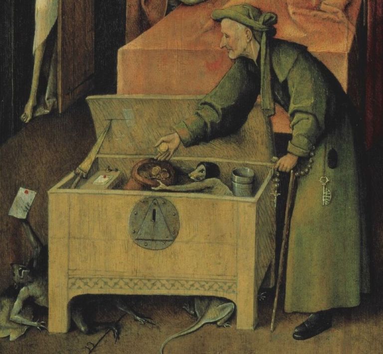 © Bosch500 a Den Bosch, Paesi Bassi. La morte e l'avaro (particolare), Washington, National Gallery of Art