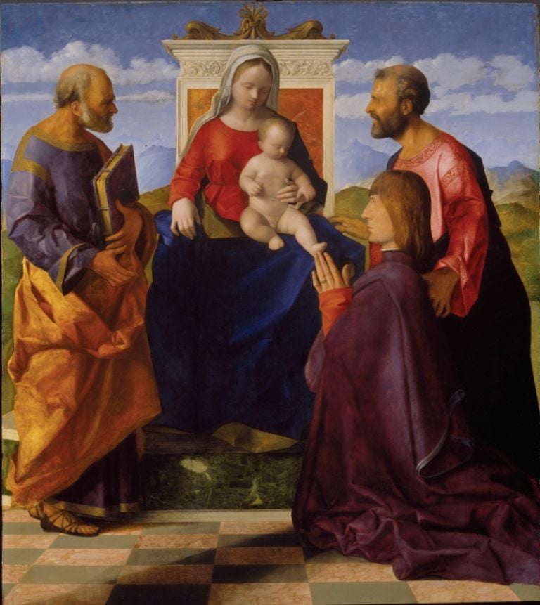 Giovanni Bellini, Vergine col bambino tra i santi Pietro e Marco e un orante, 1505 - Birmingham Museum and Art Gallery - photo © Birmingham Museums - courtesy Royal Academy of Arts, Londra