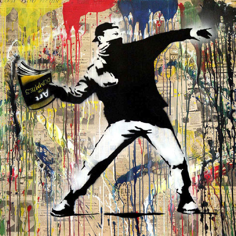 Mr Brainwash Urban Art Fair, la prima fiera internazionale d'arte urbana di Parigi. Fra pezzi di Blek Le Rat e Banksy, c'è anche molta Bologna