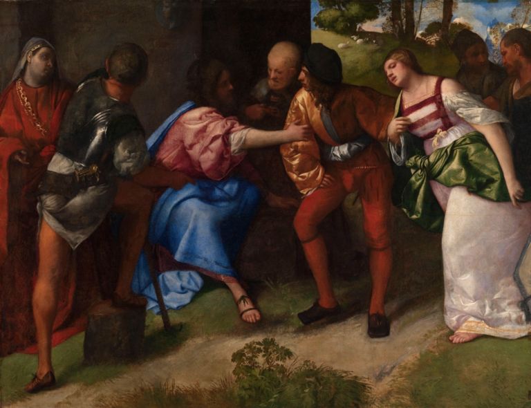 Tiziano, Gesù Cristo e l'adultera, 1508-10 - Glasgow Life (Glasgow Museums) - Glasgow City Council - photo © CSG CIC Glasgow Museum Collections - courtesy Royal Academy of Arts, Londra