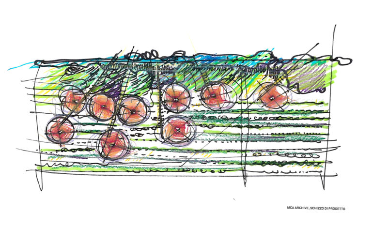 Abitazione per la pace schizzo MC per MCA Archive Mario Cucinella Architects progetta l’Abitazione per la pace in Basilicata. Per accogliere i rifugiati. Ecco le immagini