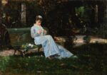 Cristiano Banti, Ritratto di Alaide Banti in giardino, 1875 ca. - coll. privata
