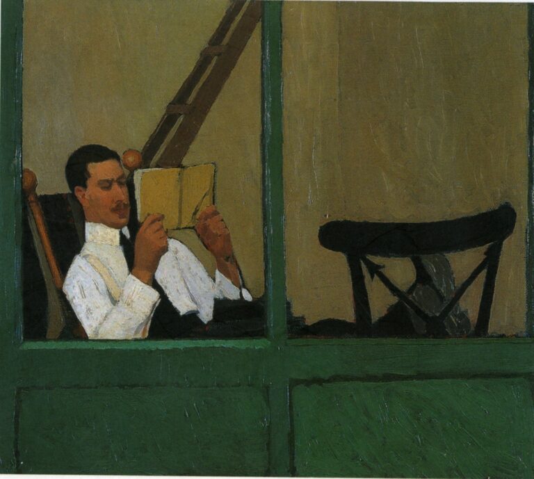 Oscar Ghiglia, Sforni in veranda che legge, 1914 - coll. privata - photo Antonio Quattrone