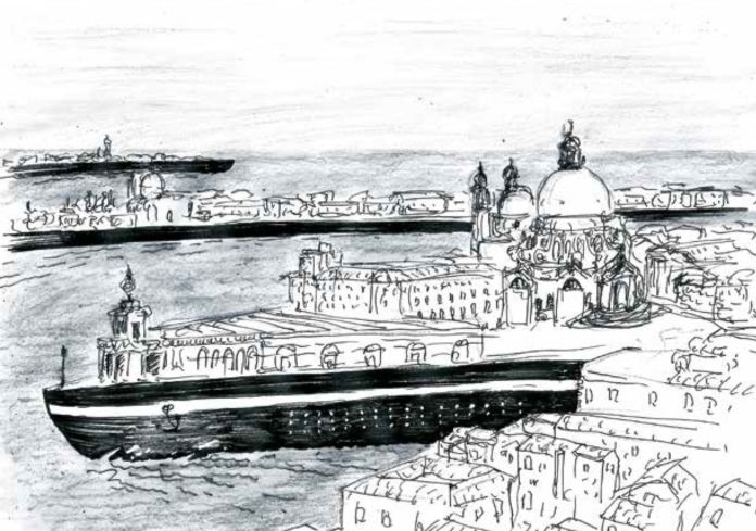 Riccardo Miotto, Dogana's Prow – disegno contenuto nel libro Venice. A document