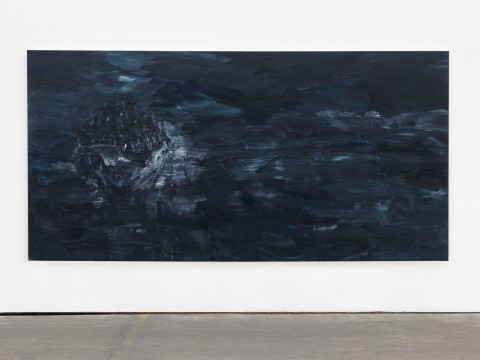 Yan Pei-Ming, Aube noire, Canvas n°1, 2015 - Diptych, Oil on canvas, 250 x 500 cm each – ph. André Morin © Yan Pei-Ming, ADAGP, Paris, 2015
