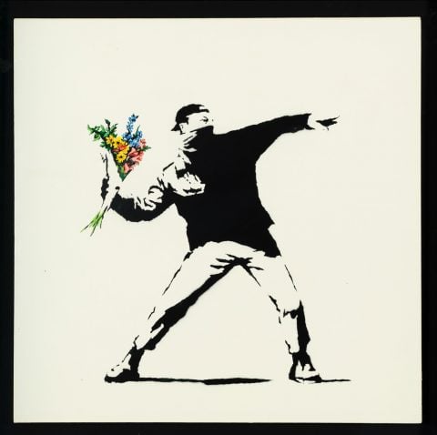 Banksy, Love is in the air (flower trower), 2003