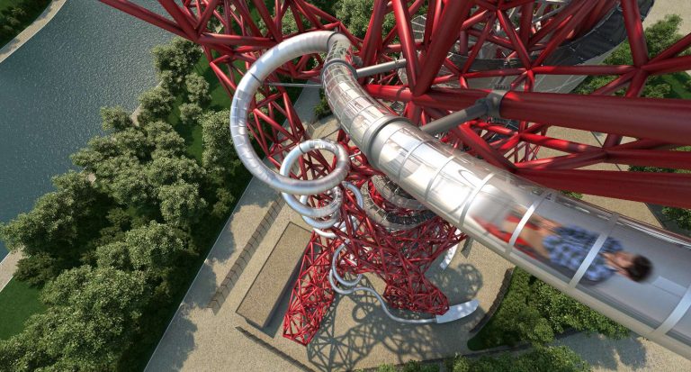 Carsten Höller ed Anish Kapoor, The Slide, Londra (foto arcelormittal orbit)