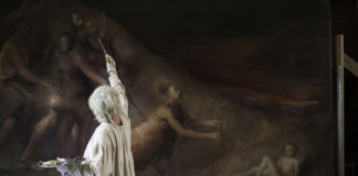 Odd Nerdrum davanti a uno dei suoi dipinti