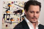 l'attore Johnny Depp con un'opera di Basquiat