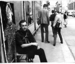 Enrico Baj fuori dal suo studio in via Bertini a Milano,1961 - © Carlo Cisventi, Milano - © Archivio Enrico Baj