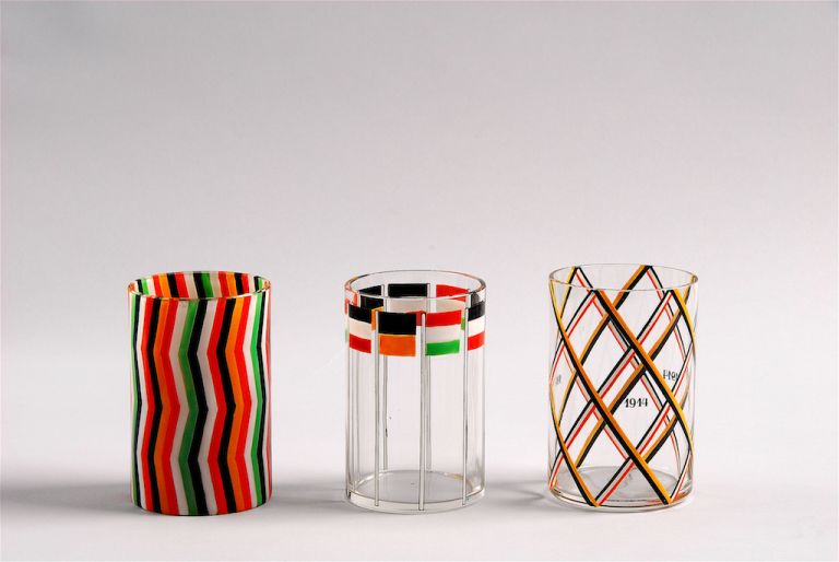 Il Vetro degli Architetti. Vienna 1900-1937 - Josef Hoffmann, War Glasses, before 1916, clear glass, enamel decoration, Johann Oertel, Nový Bor (Haida), for Wiener Werkstätte, MAK