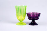 Josef Hoffmann, Goblets, 1923, 1922, blown in a mould, yellow and violet coloured glass, Bohemian Manufacture for Wiener Werkstätte, MAK