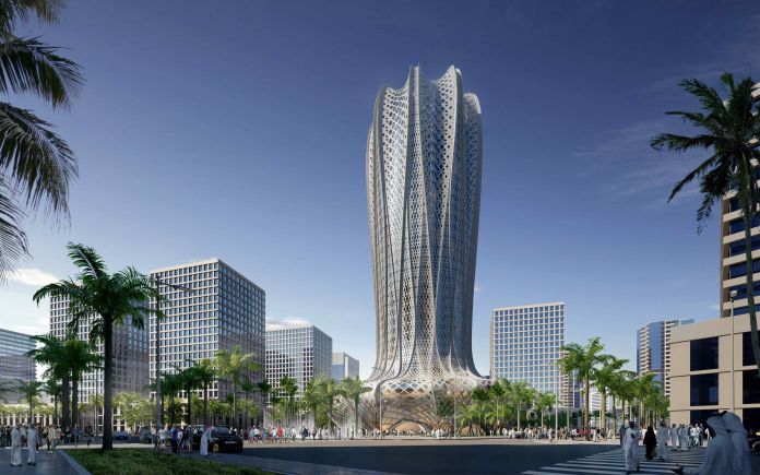 Zaha Hadid Architects, Lusail City, Doha, Qatar, render by Slashcube