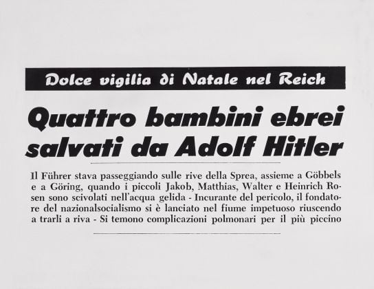 Emilio Isgrò, Titolo di giornale (Quattro), 1965, 50x65 cm carta fotografica montata su legno Collezione Brigitte Kopp, Francoforte