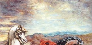 Giorgio de Chirico, Due cavalli in riva al mare,1964