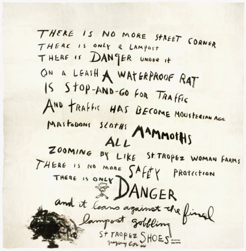 Gregory Corso «There is No More Street Corner...» Poème manuscrit inédit, 200 x 200 cm, 1960 © DR photo: © Archives Jean-Jacques Lebel
