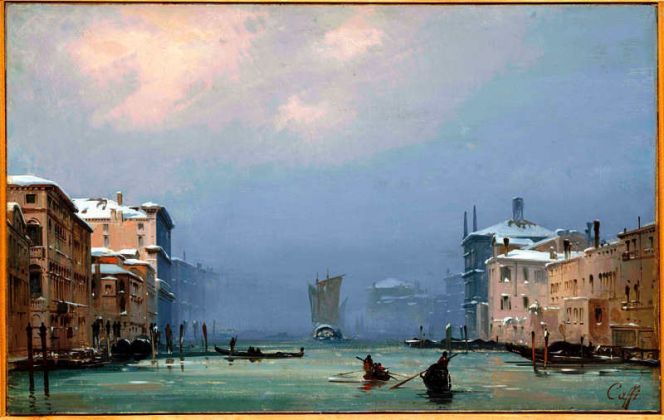 Ippolito Caffi, Venezia, Neve e nebbia in Canal Grande, 1842, Fondazione Musei Civici di Venezia