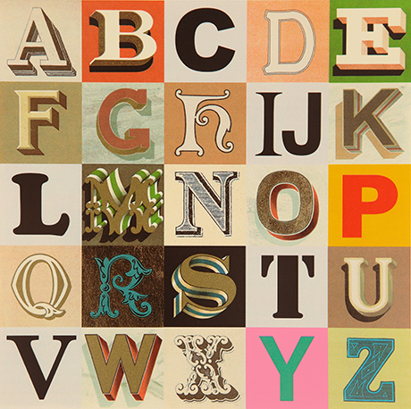 Peter Blake, Appropriated Alphabet no.7, 2013. Courtesy CCA Gallery, London